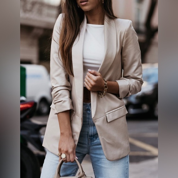 Faux Leather Blazer - Picture 4 of 5